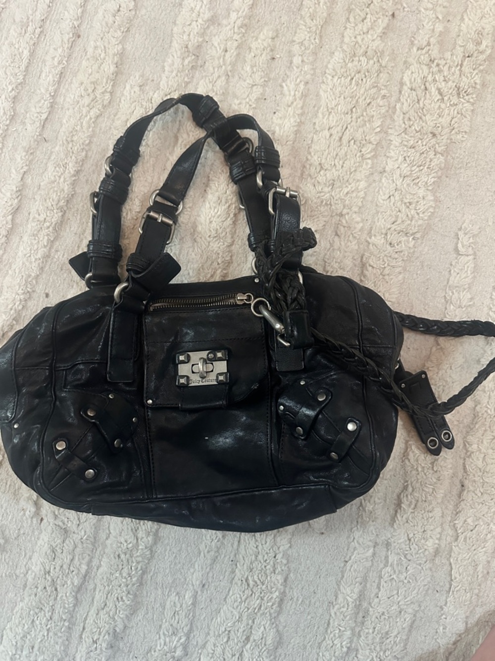 Black Leather vintage Y2K vintage authentic juicy couture Handbag - Picture 5 of 5